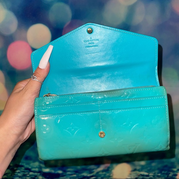 Turquoise Louis Vuitton Sarah Wallet Bleu lagoon - Picture 3 of 9